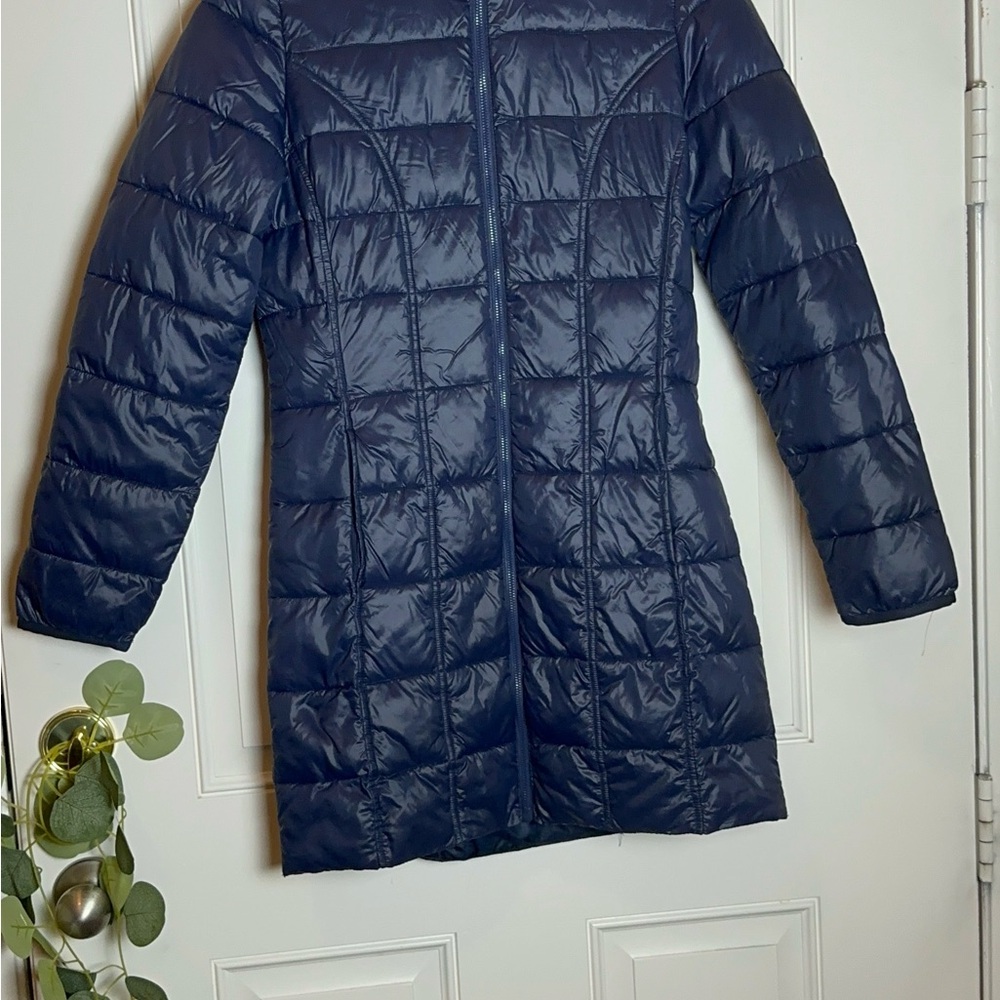 Blue Quilted Puffer Coat with Insulated Design
